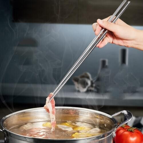 Stainless Steel Chopsticks Household Tableware Kitchen Pointed Chopsticks Noodle Hot Pot Fried Fried Dough Sticks Chopsticks