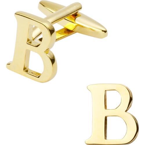 New high quality brass plated letters B Cufflinks Mens Jewelry shirt cuff Cufflinks twins English letters