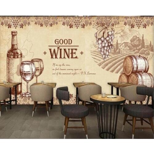 Papel de parede Hand drawn wine bar winery background wall 3d wallpaper,living room kitchen bedroom wall papers home decor