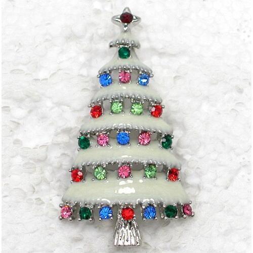 Wholesale Christmas tree Enamel Rhinestone Pin brooches C101820