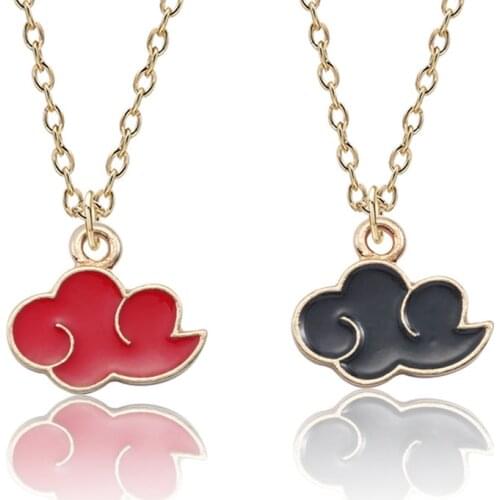 Couple Japanese Anime Cosplay Necklace Akatsuki Organization Red Cloud Sign Metal Pendant Necklace Party Women Men Choker