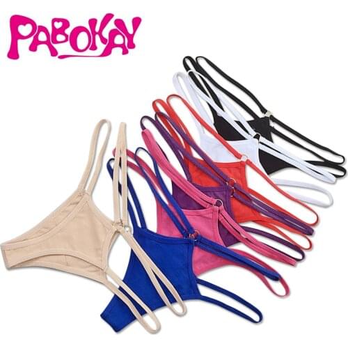 Transparent Sexy Womens Thong With Hollow Briefs Lace Low Waist Ladies Underwear Cotton