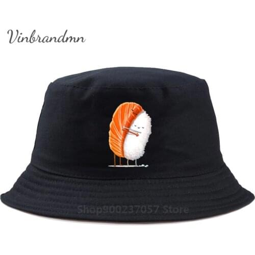 Salmon Sashimi rice sushi Panama Bucket Hat funny Sushi Hut Japanese Food summer hipster Fisherman Hat