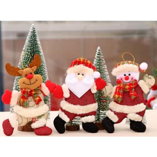Christmas Decorations Santa Claus Snowman Deer Ornament Plush Doll Toy Christmas Tree Pendant Festival Supplies