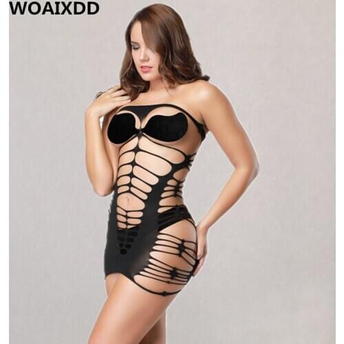 Sexy Fishnet Crotchless Open Crotch Dress Erotic Female Porn Underwear Fetish Sex Suit Hot Mature Women Hollow Out Lingerie