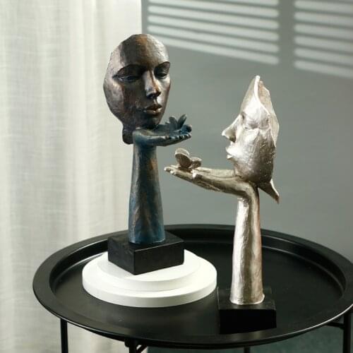 Nordic Simple Resin Statue Abstract Face Mask Figurine Home Decor Thinker Sculpture Office Living Room Modern Art Decoration New