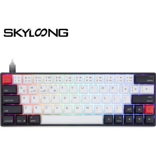 Skyloong AK64 64-Keys Mechanical Wired Keyboard Switch Light White Gaming Keyboard Mini Pc Gamer White On Black Keycaps Sk61
