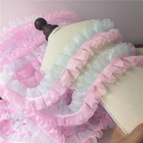 5cm wide Super nice Korean version of the contrast color ribbon with chiffon with precision pleated lace accessories