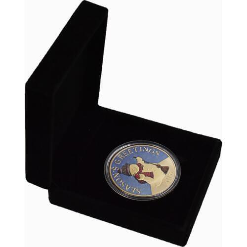 Christmas Souvenir Gifts Snow Man 24k Gold Plated Metal Coin with Gift Coin Home Decoration Accessories Challenge Coin