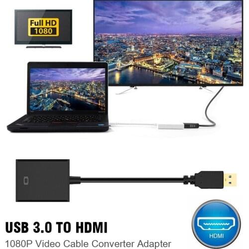USB 3.0 to HDMI-compatible 1080P Video Adapter Converter Cable Black Compatible for PC Laptop HDTV Audio Video Adaptor Cable