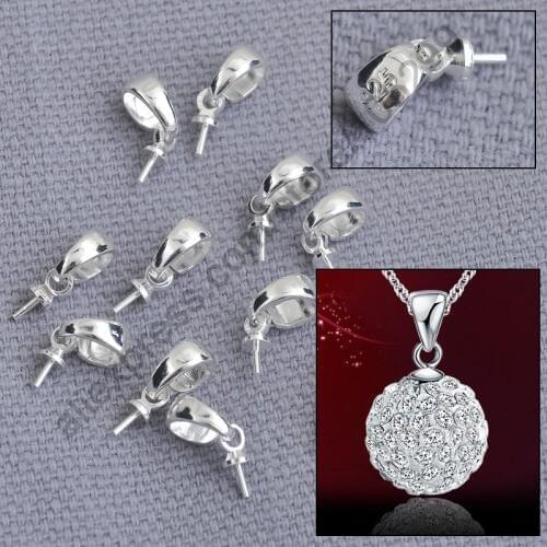 Stock 1000PCS Pendant Jewellery Findings Genuine Pure 925 Sterling Silver Cup Cap Bail Connector Link For Crystal Stone