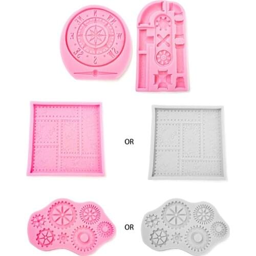 Vintage Clock Silicone Molds Steampunk Gear Baby Birthday Fondant Cake Decorating Tools Cupcake Candy Chocolate Gumpaste Moulds