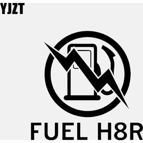YJZT 14CM*13.6CM Electric Car Fuel H8R No Gas Vinyl Decal Car Sticker Black/Silver C3-0806