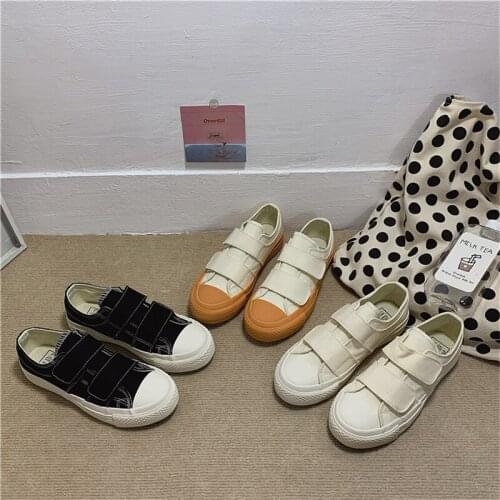 New Student Canvas Shoes White Wild Casual Flat Shoes Couple Shoes Platform Sneakers Buckle Strap Women Vulcanized Shoess4