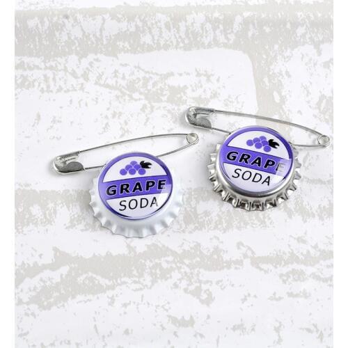 Grape Soda Bottle Caps Pin Carl Japanese Anime Cartoon Movie Badge Jewelry Brooches Denim Shirt Lapel Safe Pins For Kids Gifts