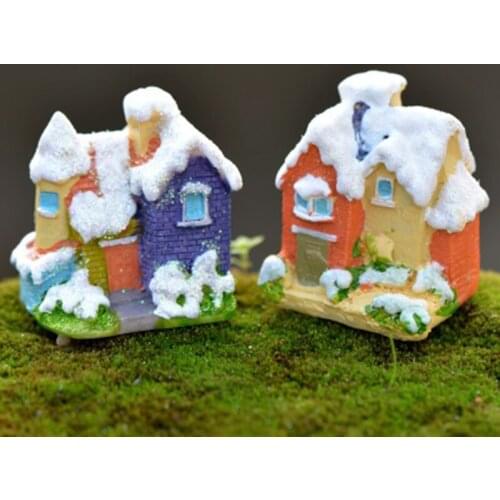 ZOCDOU 1 Piece Europe Villa Snow Scene House Iceland Building Model Small Statue Figurine Crafts Ornament Miniatures Home Decor