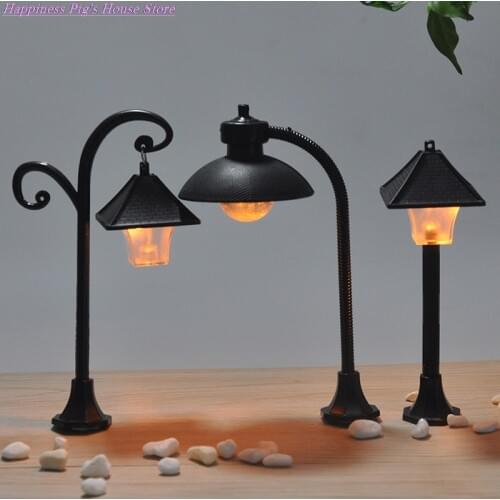 1PC Miniatures Road Light Model Micro Landscape Bonsai Ornament Resin Craft Street Lamp Figurine Streetlight Home Decor