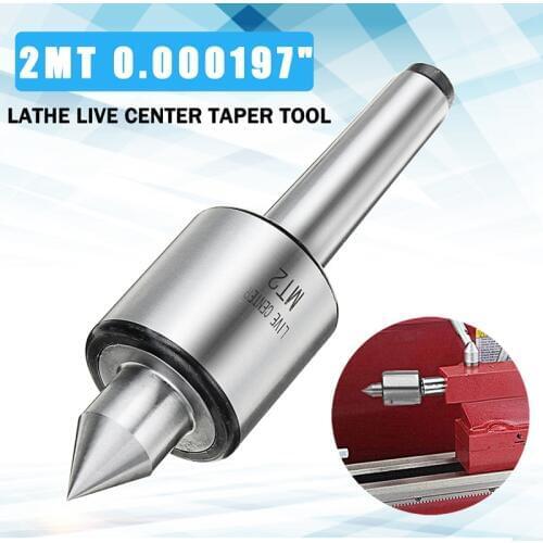 1PC Alloy Steel Silver MT2 0.000197" Lathe Live Center Taper Tool Live Revolving Milling Center Taper Machine Accessories