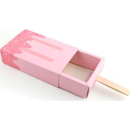 10pcs Ice Cream Shape Gift Boxes Baby Shower Favors Boxes Candy Bags for First Birthday Party Boy Girl Decorations