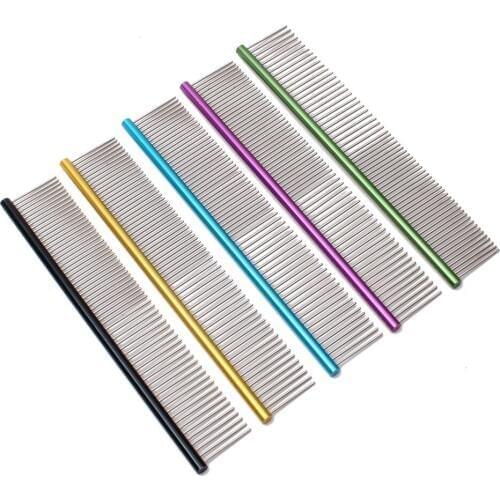 10Pcs C6704 Aluminum alloy Pet Dog Comb Professional Hair Trimmer Comb Stripe Grooming Comb Shedding Hair Cleaning Grooming