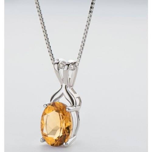 100% 925 Sterling Silver Sparkling 7*9mm Topaz Pendant Amethyst stone Pendant Necklace For Women Wedding Party Fine Jewelry