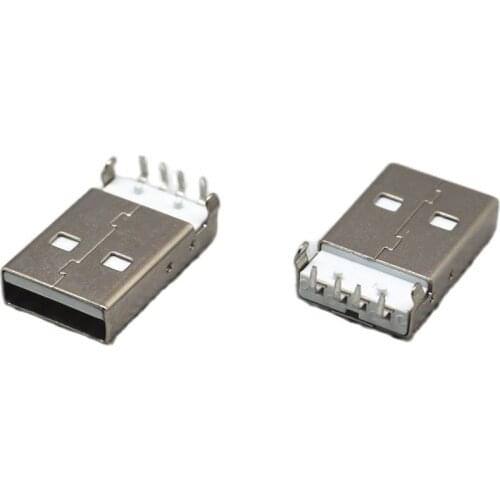 100PCS Male USB socket TYPE A USB CONNECTOR 4PINS 90 degrees BENT PIN charger power supply modification ROHS AM90