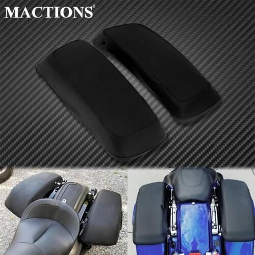 2xMotorcycle Premium Saddle Bag Lid Covers Leather Waterproof For Harley Touring Road King Road Glide Street Glide FLH 2014-2020