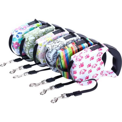 5M Colorful Retractable Dog Leash Extending Puppy Walking Leads Pet Dog Running Walking Leashes Dog Automatic Tractor DL606