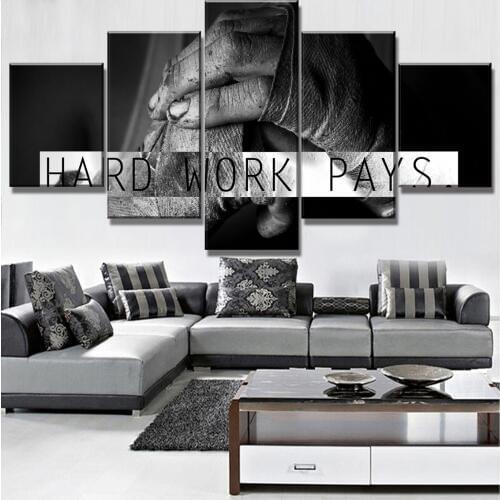 5 Pieces HD Printed Large Hard Work Pays Boxing Poster Cuadros Paintings on Canvas Wall Art for Home Decorations Wall Decor