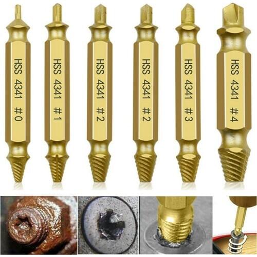 6pcs Screw Remover Damaged Screw Extractor Broken Bolt Screw HSS Removal Tool Prevent Rust And Corrosion Remover Tool