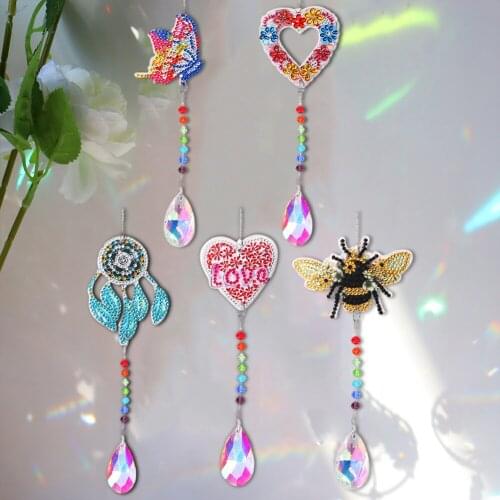 5D DIY Diamond Painting Wind Chime Crystal Jewelry Sun Rainbow Make Catch Pendant Hanging Art Mosaic Kit Room Home Decoration