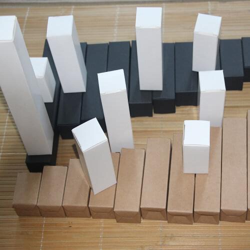 100pcs / 3x3x3/5/6/8/10/12cm Mini White Kraft Paper Box Diy Lipstick Perfume Essential Oil Bottle Storage Boxes Valve Tube Pack