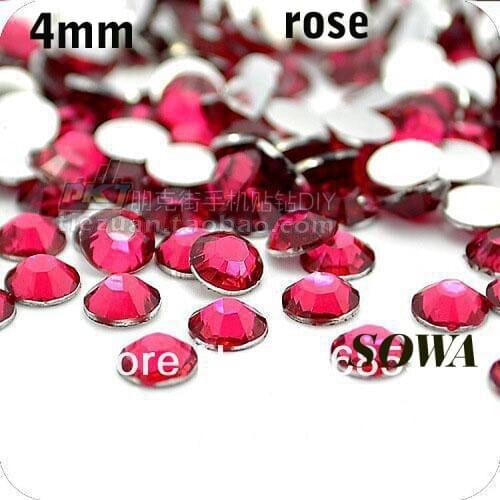 Free Shipping 1440pcs/bag SS16 Size 4mm Rose Color Resin Flatback beads,Nail Art beads,DIY Wedding Decoration