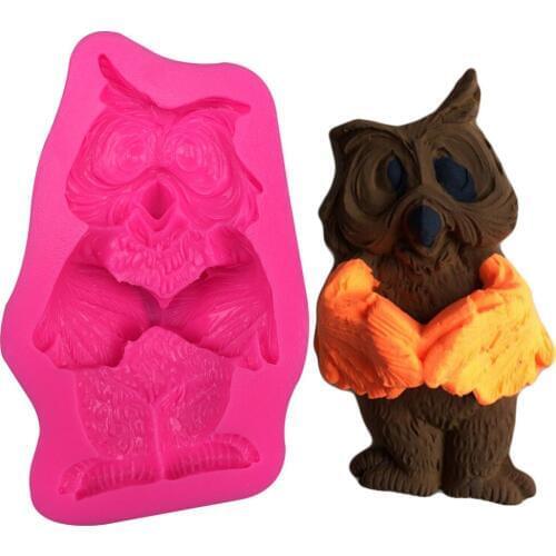 Free shipping big owl soap mould chocolate Party cake decorating tools DIY baking fondant silicone mold T0404