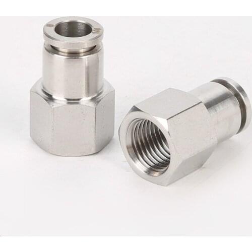 1/8" 1/4" 3/8" 1/2" BSP Female Thread 304 Stainless Steel Pneumatic Push In Quick Connector Pipe Fitting 4/6/8/10/12/14/16mm