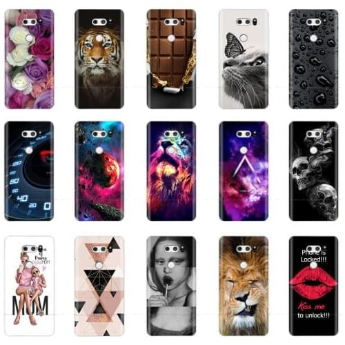 Phone Case For LG V30 Soft Silicone TPU Cute Cat Painted Back Cover For LG V30 V 30 V40 V50 V20 Case Bumper Shell Coque Fundas