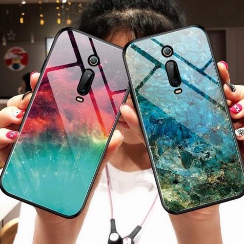 Gradient Glass Case For Xiaomi Mi 9T Pro Silicone Frame Hard Tempered Glass Back Phone Cover For Redmi K20 Pro Coque Fundas