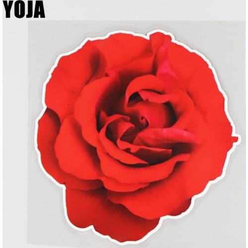 YOJA 15.3×16.1CM Blooming Red Flower Scratch Occlusion Body Decor Accessories Personality Car Sticker 19B-0067