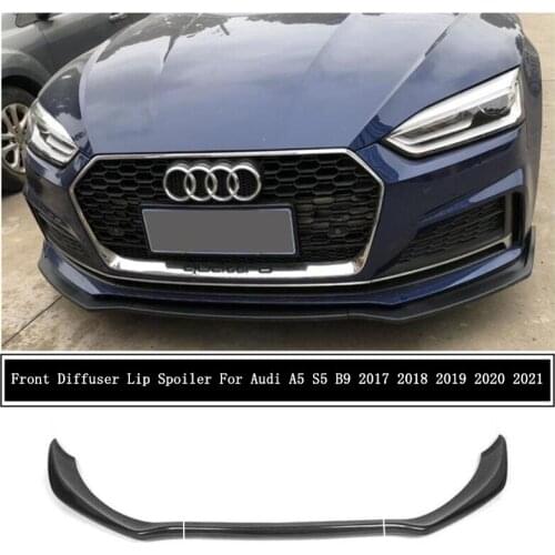 For Audi A5 S5 B9 2017 2018 2019 2020 2021 Front Bumper Diffuser Lip Spoiler High Quality ABS Bright Black Auto Accessories