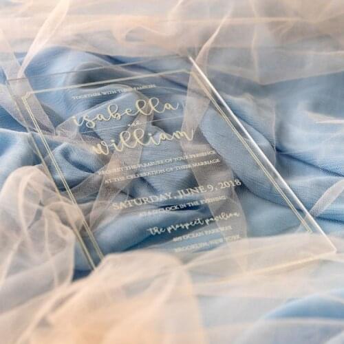 Elegant White Glassy Acrylic Wedding Invitation, Transparent Wedding Invitations, Minimalist Invite, Modern Weddings