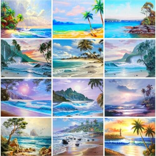 EverShine Diamond Painting Full Square Landscape Diamond Embroidery Seaside Cross Stitch Sea Scenery Art Hobby Giift Wall Decor