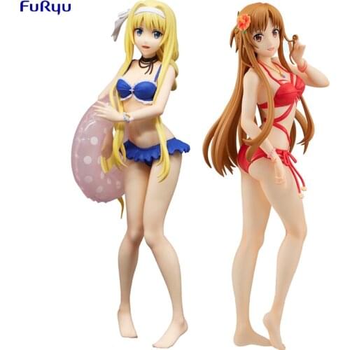 Judai Original FuRyu Anime SAO Sword Art Online Alicization Alice Zuberg Yuuki Asuna Swimsuit PVC Action Figure Model Doll Toys