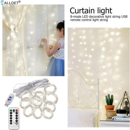 Garland Curtain for Room New Years Wedding Party Christmas Lights Decorations Curtains For Home Led Light Decor Fairy Lights