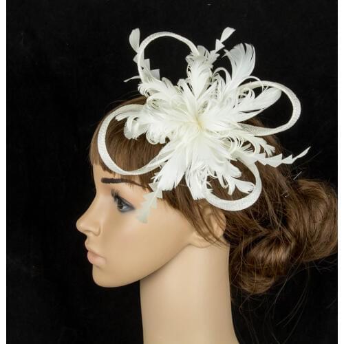 Sinamay Fascinator Headwear Colorful Mesh Feather Flower Party Show Hair Accessories Millinery Cocktail Hat Perfct Color MYQ080