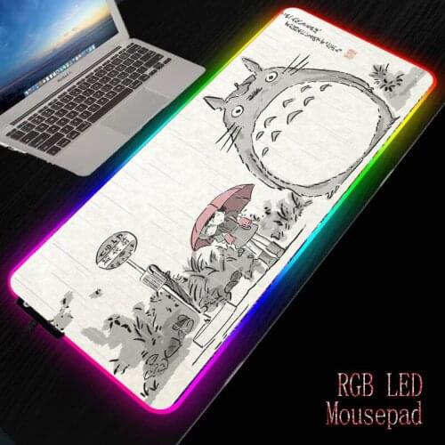 Anime Totoro Mousepad Gaming Mouse Pad RGB LED Gamer Mat Computer Desk Padmouse Keyboard Kawaii Mouse Mat Locrkand Manga Mat XXL