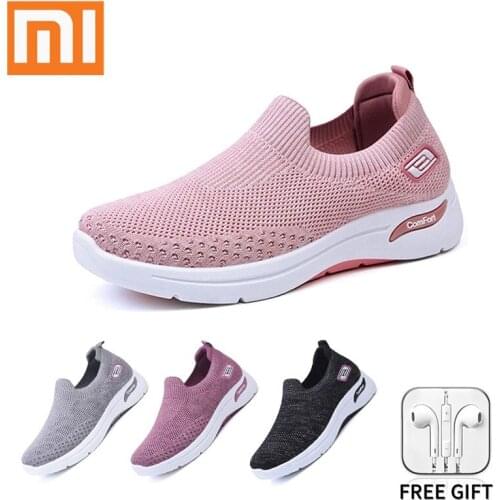 Xiaomi Youpin Women Shallow Casual Sneakers Mesh Flats Women Large Size Breathable Lightweight Sports Flying Knit Female