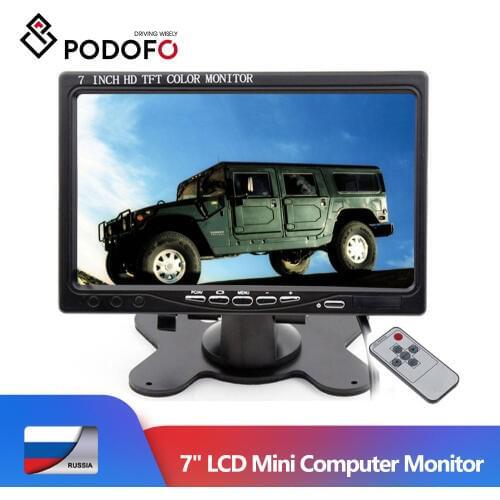 Podofo 7'' LCD Car Monitor Rearview Screen HDMI VGA AV 2 Video Input PC Audio Video Display Rearview Monitor +Remote Control