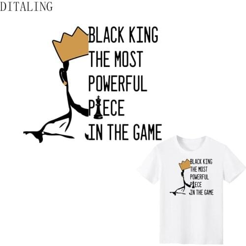 Black King Patch On Clothing Iron On Transfers DIY Men T-Shirts Jacket Afro Male Thermal Stickers On Clothes Heat Transfer Patch