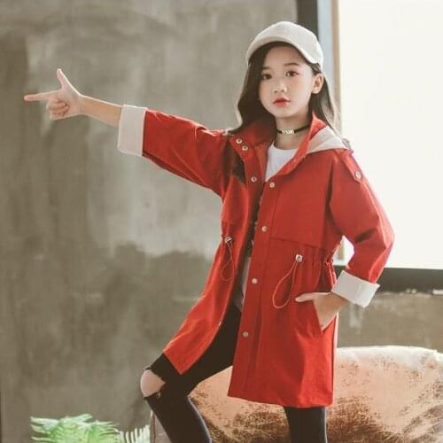 New Childrens Autumn Coat Kids Jacket Long Sleeve Fashion Baby Coat Girls Baby Long Windbreaker Coats Top Clothing 8 10 12 14T