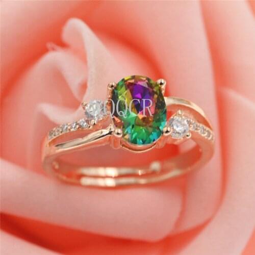 Adjustable Size Engagement Wedding Rings Cubic Zirconia Rose CZ Stone Ring Jewelry Gift for Women Jewlery for Women C05